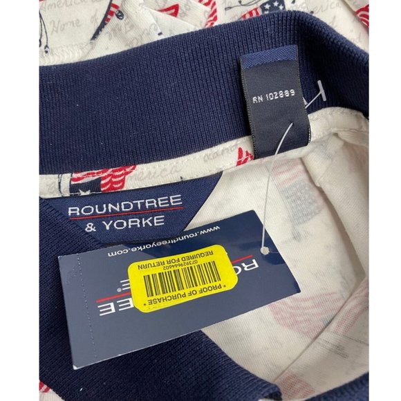 Roundtree & Yorke Men's USA Flag Polo Shirt Size L or XL BEIGE - New With Tag - Picture 6 of 11